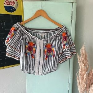 Forever 21 Boho Embroidered Blouse,Size Small